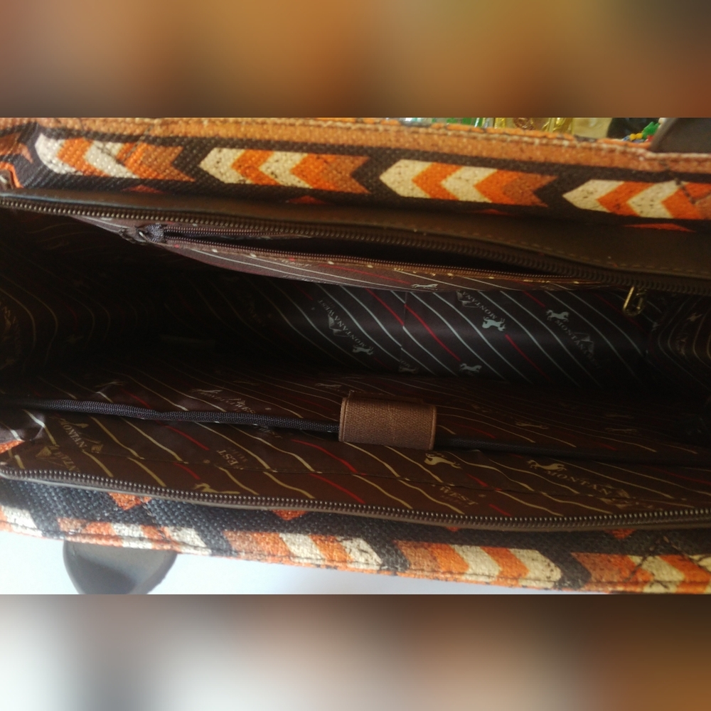 Montana West Vibrant Orange and Brown Tote - Picture 5 of 11